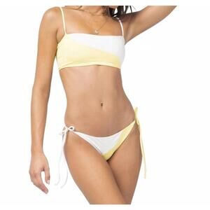 NEW L*SPACE dani color block bikini bottom in yellow white